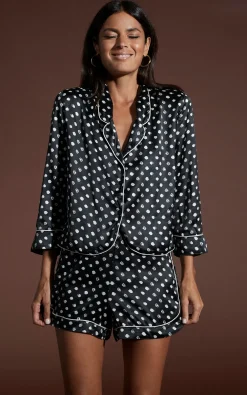 Oona Shortie Pj Set In Black Polka Dot