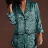 Oona Shortie Pj Set In Mint Ditsy Leopard