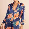 Oona Shortie Pj Set In Orange On Navy Tulip
