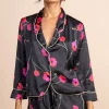 Oona Shortie Pj Set In Poppies On Black
