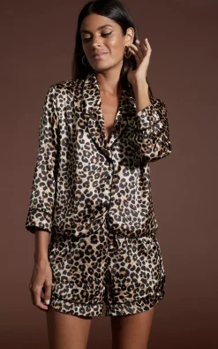 Oona Shortie Pj Set In Rich Leopard