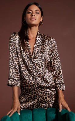 Oona Shortie Pj Set In Rich Leopard