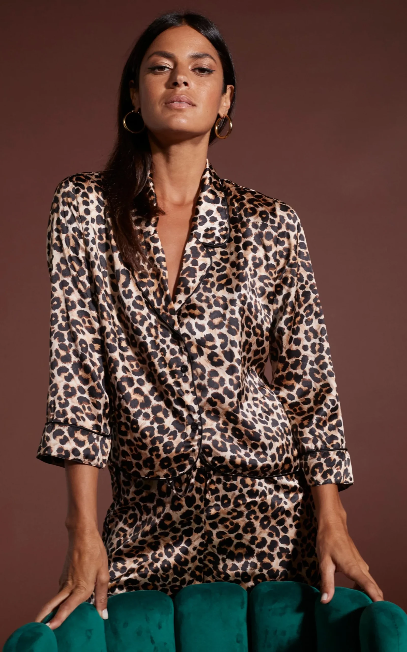 Oona Shortie Pj Set In Rich Leopard