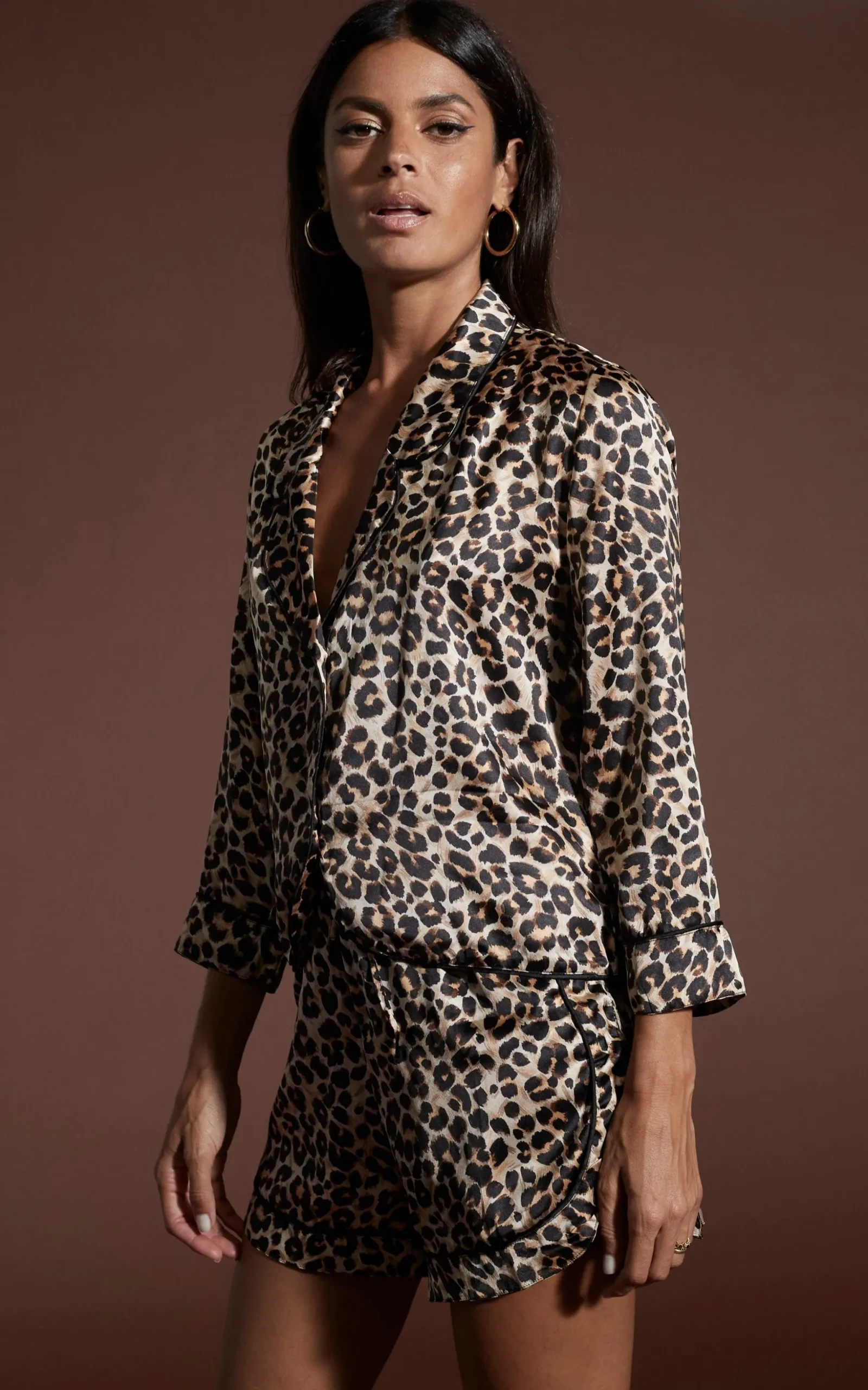 Oona Shortie Pj Set In Rich Leopard