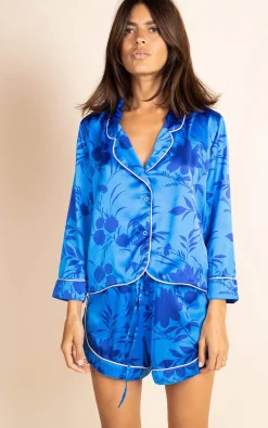 Oona Shortie Pj Set In Silhouette Light Blue