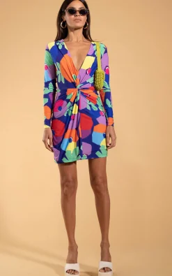 Raya Mini Dress In Blotch Bloom Navy