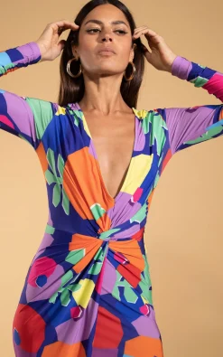Raya Mini Dress In Blotch Bloom Navy