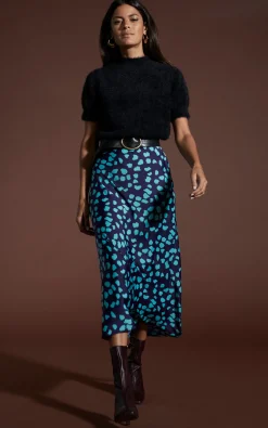 Renzo Skirt In Ice Blue On Navy Cloud