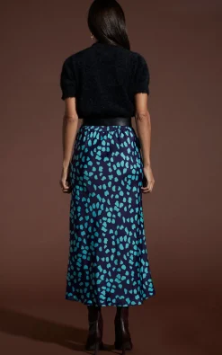 Renzo Skirt In Ice Blue On Navy Cloud