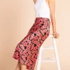 Renzo Skirt In Pink On Black Hibiscus