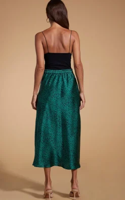 Renzo Skirt In Small Green Leopard