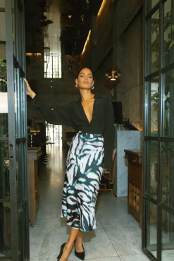 Renzo Skirt In Watercolour Zebra