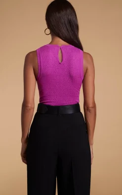 Riva Pointelle Bodysuit In Purple