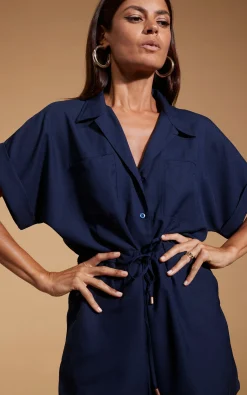 Rizzo Shirt Playsuit In Navy