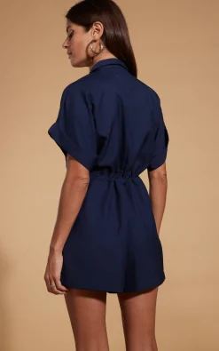 Rizzo Shirt Playsuit In Navy