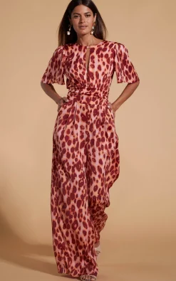 Savannah Jumpsuit In Orange Leopard