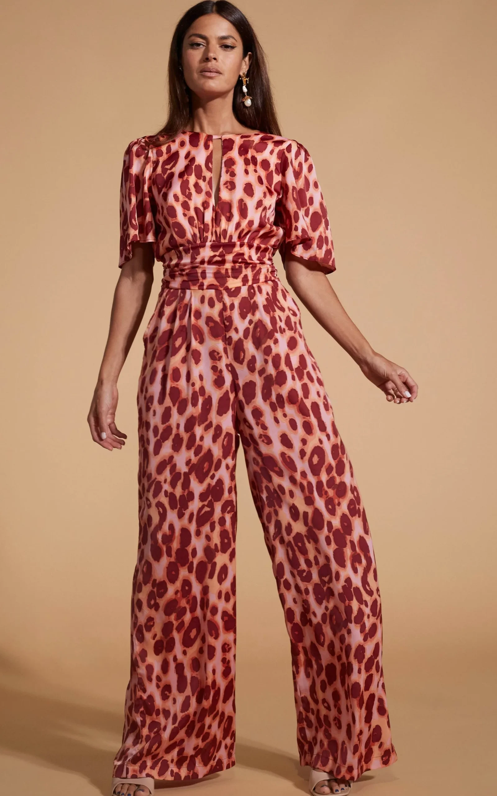Savannah Jumpsuit In Orange Leopard