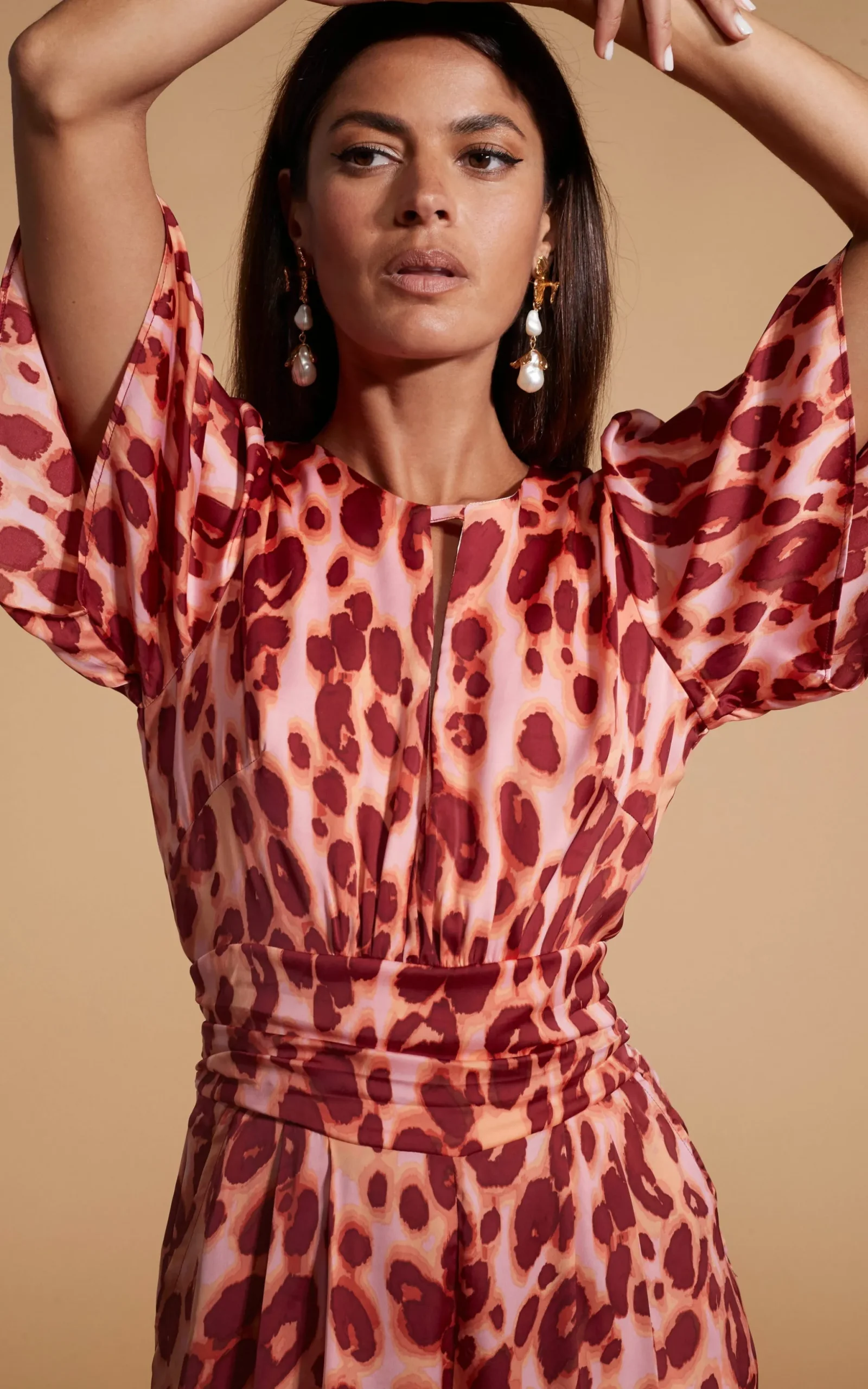 Savannah Jumpsuit In Orange Leopard