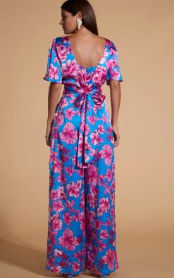 Savannah Jumpsuit In Pink On Blue Floral