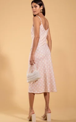 Sienna Midaxi Dress In Beige Polka Dot