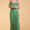 Sienna Midaxi Dress In Green Polka Dot