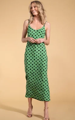 Sienna Midaxi Dress In Green Polka Dot