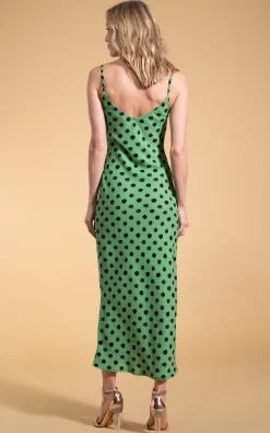 Sienna Midaxi Dress In Green Polka Dot