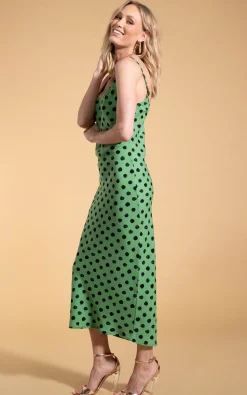 Sienna Midaxi Dress In Green Polka Dot