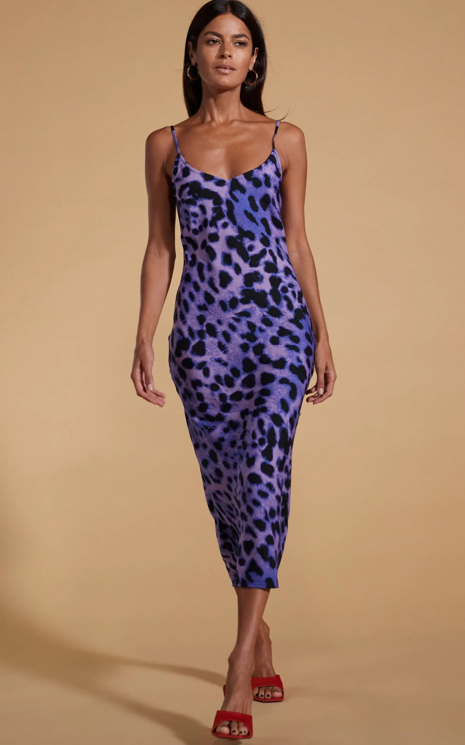 Sienna Midaxi Dress In Lilac Leopard