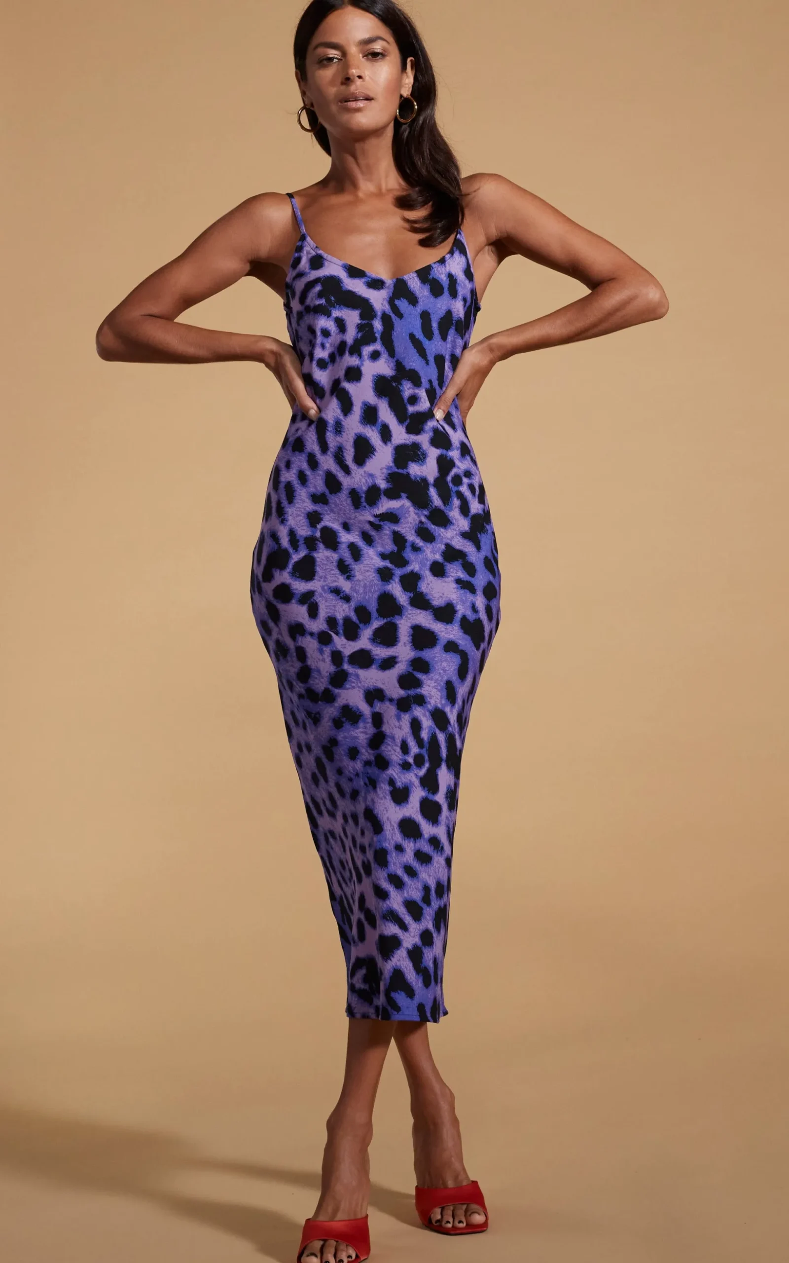 Sienna Midaxi Dress In Lilac Leopard