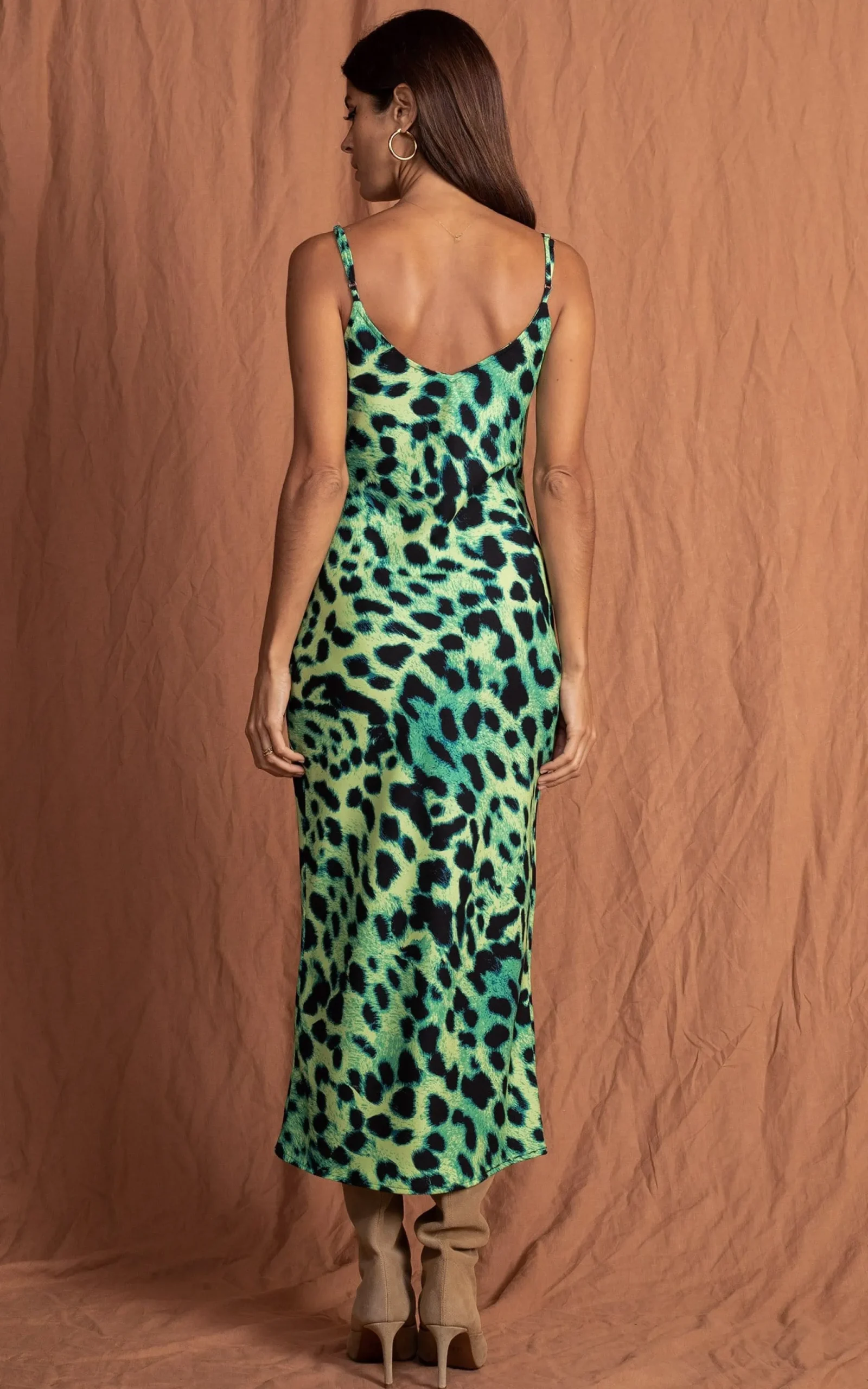 Sienna Midaxi Dress In Lime Leopard
