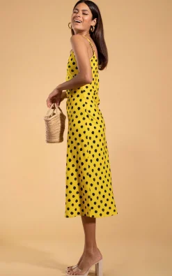 Sienna Midaxi Dress In Yellow Polka Dot