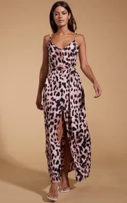 Sookie Slip Dress In Blush Leopard