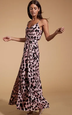 Sookie Slip Dress In Blush Leopard