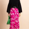 Sophie Maxi Slip Skirt In Oversized Leopard Cream On Magenta