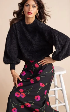 Sophie Skirt In Poppies On Black