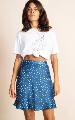 Stevie Mini Skirt In Abstract White On Navy