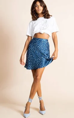 Stevie Mini Skirt In Abstract White On Navy