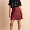 Stevie Satin Mini Skirt In Small Red Leopard