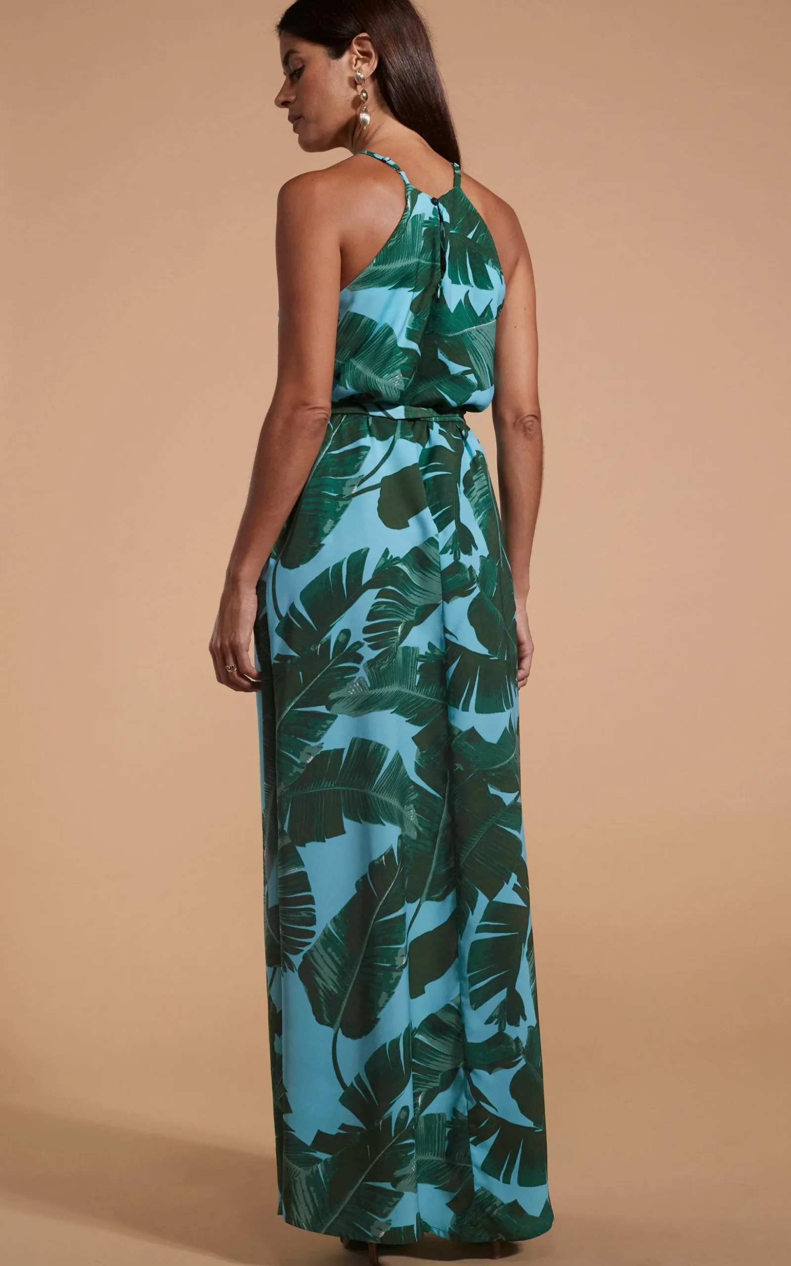 Sunset Dress In Vintage Blue Palm