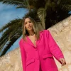 Tatiyana Linen Blazer In Raspberry