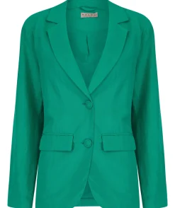 Tatiyana Linen Blazer In Vivid Green