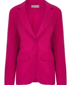 Tatiyana Linen Blazer In Raspberry