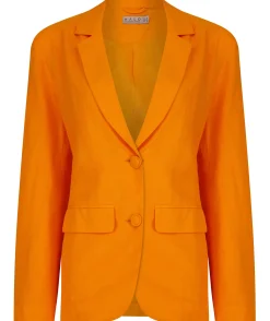 Tatiyana Linen Blazer In Orange