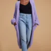 Taylor Longline Cardigan In Pastel Purple