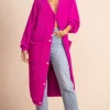Taylor Longline Cardigan In Magenta