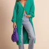 Taylor Longline Cardigan In Vivid Green
