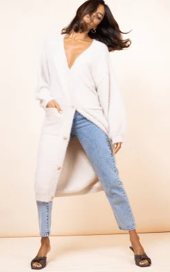 Taylor Longline Cardigan In Sand