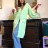 Taylor Longline Cardigan In Pastel Green