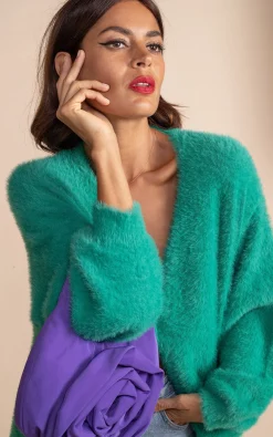 Taylor Longline Cardigan In Vivid Green